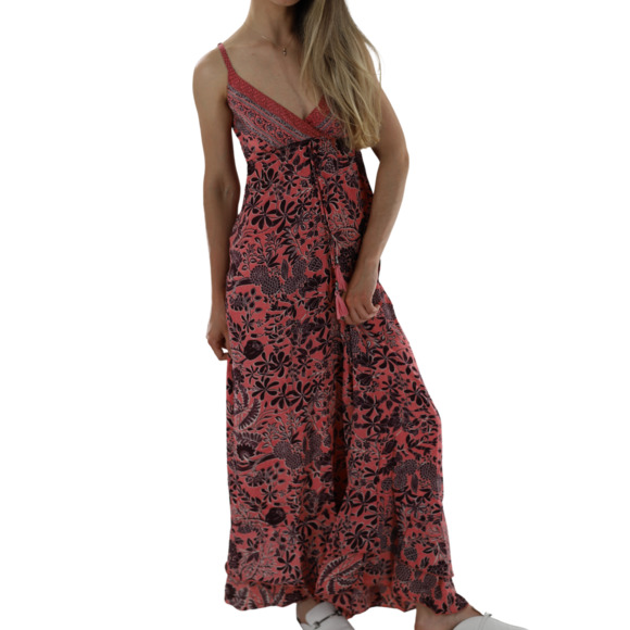 La Fiorentina Long V-cut Neckline Flowy "Gia" Maxi Dress - Picture 2 of 3